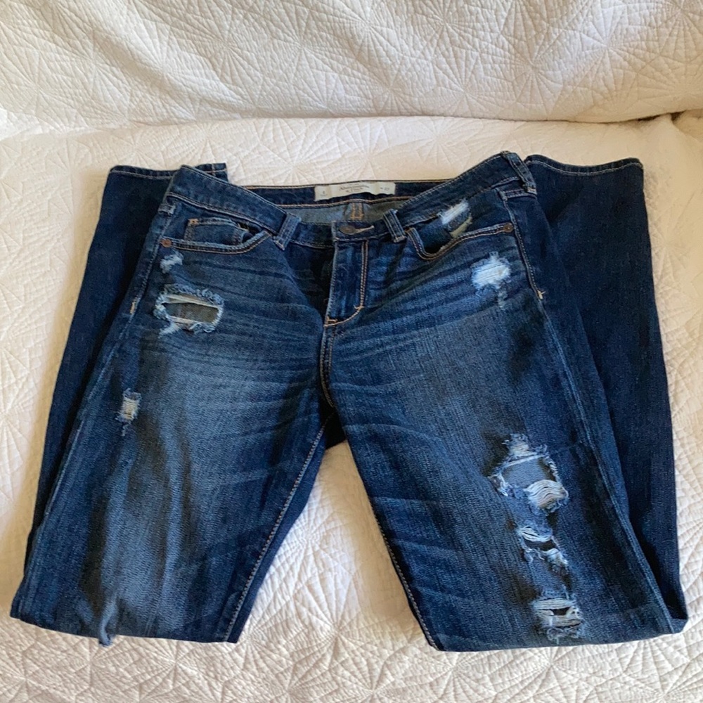Blue ripped jeans, size 4, Abercrombie and finch